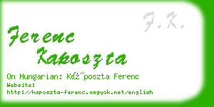 ferenc kaposzta business card